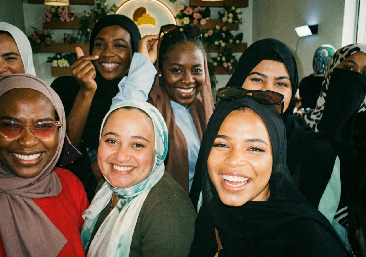 GND Club members laughing together at a Cairo cafe event